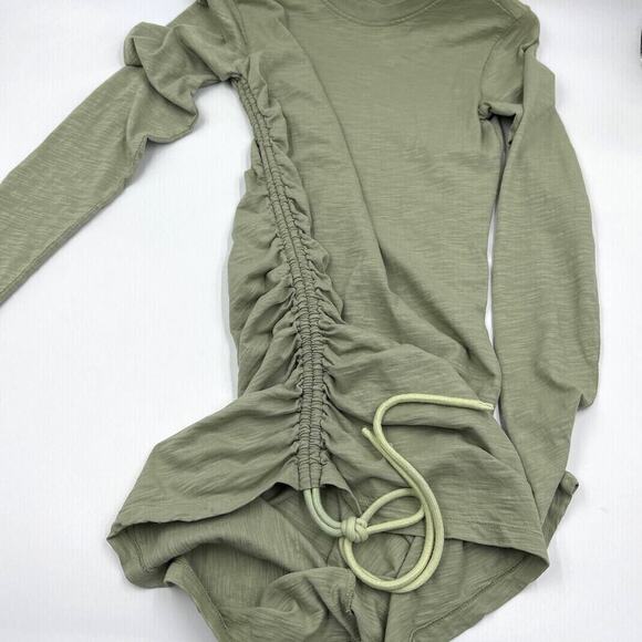 Pam & Gela Long Sleeve Shirred Dress Matcha Green Size Small - Picture 11 of 13